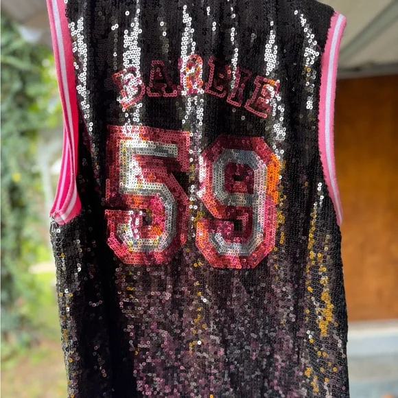 open lace back dress Sequin Sweetheart Mini Dress Black / S
